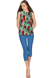 Toscana Emily Grape Print Green Sleeveless Top - Women - Pineapple Clothing