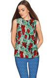 Toscana Emily Grape Print Green Sleeveless Top - Women - Pineapple Clothing