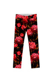 True Passion Lucy Black Floral Print Fancy Leggings - Girls - Pineapple Clothing