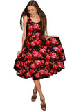 True Passion Vizcaya Black & Red Floral Party Dress - Women - Pineapple Clothing