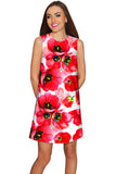 Tulip Salsa Adele Red Floral Summer Shift Dress - Women - Pineapple Clothing