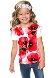 Tulip Salsa Zoe Red Floral Print Cute Designer T-Shirt - Girls - Pineapple Clothing