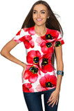 Tulip Salsa Zoe Red White Floral Print Designer Tee - Women - Pineapple Clothing