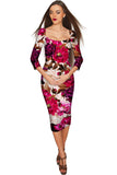 Vintage Charm Lili Floral Print Bodycon Midi Dress - Women - Pineapple Clothing
