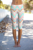 Chevron Please Ellie Geometric Print Capri Leggings Yoga Pants - Women