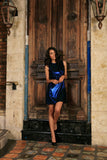 Navy Blue Sparkly Metallic Sleeveless Party Mommy & Me Dress Plus Size