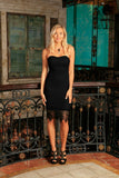 Black Stretchy Sleeveless Fancy Mother Daughter Dresses With Lace Trim - Pineapple Clothing