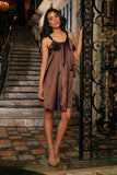 Chocolate Brown Charmeuse Halter Swing Summer Mommy and Me Dresses - Pineapple Clothing