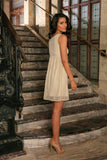 Beige Stretchy Lace Empire Waist Sleeveless Stylish Mommy and Me Dress