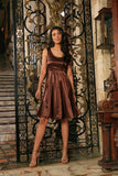 Chocolate Brown Sleeveless Chic Skater Fit Flare Mother Daughter Dress