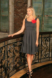 Black Grey Sleeveless Skater Fit and Flare Party Mother Daughter Dress