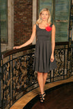 Black Grey Sleeveless Skater Fit and Flare Party Mother Daughter Dress