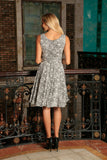 Black White Stretchy Sleeveless Skater Party Dress With Belt - Women - Pineapple Clothing