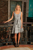 Black White Stretchy Sleeveless Skater Fit Flare Mother Daughter Dress