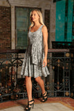 Black White Stretchy Sleeveless Skater Fit Flare Mother Daughter Dress