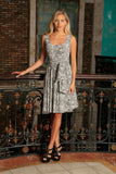 Black White Stretchy Sleeveless Skater Fit Flare Mother Daughter Dress