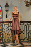 Chocolate Brown Charmeuse Fit & Flare Ruffle Midi Mommy and Me Dress