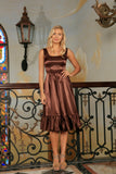 Chocolate Brown Charmeuse Fit & Flare Ruffle Midi Mommy and Me Dress
