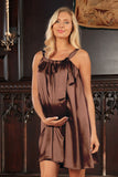 Chocolate Brown Charmeuse Halter Swing Party Dress - Women Maternity - Pineapple Clothing