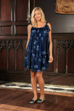 Navy Blue Floral Halter Swing Evening Cocktail Dress - Women Maternity - Pineapple Clothing