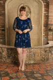 Navy Blue Floral Lace Stylish Party Mini Shift Mother Daughter Dresses - Pineapple Clothing