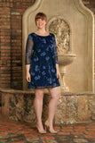 Navy Blue Floral Lace Stylish Party Mini Shift Mother Daughter Dresses - Pineapple Clothing