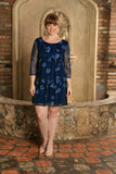 Navy Blue Floral Lace Stylish Party Mini Shift Mother Daughter Dresses - Pineapple Clothing