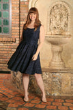 Navy Animal Print Sleeveless Skater Chic Party Dress - Women Plus Size - Pineapple Clothing