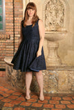Navy Animal Print Sleeveless Skater Chic Party Dress - Women Plus Size - Pineapple Clothing
