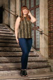 Sage Green Animal Print Sleeveless Dressy Chic Top - Women Plus Size - Pineapple Clothing