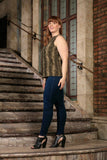 Sage Green Animal Print Sleeveless Dressy Chic Top - Women Plus Size - Pineapple Clothing