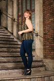 Sage Green Animal Print Sleeveless Dressy Chic Top - Women Plus Size - Pineapple Clothing