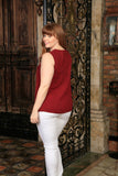 Ruby Red Floral Sleeveless Dressy Trendy Classy Top - Women Plus Size - Pineapple Clothing