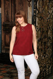 Ruby Red Floral Sleeveless Dressy Trendy Classy Top - Women Plus Size - Pineapple Clothing