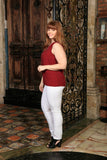 Ruby Red Floral Sleeveless Dressy Trendy Classy Top - Women Plus Size - Pineapple Clothing