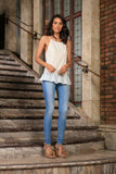 Off-White Stretchy Lace Ruffle Halter Cute Fancy Dressy Top - Women - Pineapple Clothing