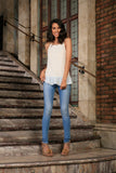 Off-White Stretchy Lace Ruffle Halter Cute Fancy Dressy Top - Women - Pineapple Clothing