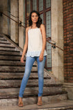 Off-White Stretchy Lace Ruffle Halter Cute Fancy Dressy Top - Women - Pineapple Clothing