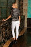 Black Lace Elbow 3/4 Sleeve Dressy Evening Party Mommy and Me Top