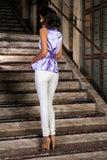 Lavender Charmeuse Sleeveless Spring Dressy Party Top With Belt - Women - Pineapple Clothing