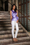 Lavender Charmeuse Sleeveless Spring Dressy Party Top With Belt - Women - Pineapple Clothing