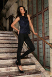 Navy Animal Print Sleeveless Dressy Evening Casual Trendy Top - Women - Pineapple Clothing