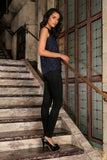Navy Animal Print Sleeveless Dressy Evening Casual Trendy Top - Women - Pineapple Clothing