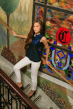 Navy Blue Stretchy Metallic Sleeveless Evening Party Fancy Top - Women - Pineapple Clothing
