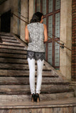 Black White Stretchy Sleeveless Trendy Dressy Top With Lace - Women - Pineapple Clothing