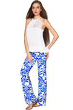 Whimsy Amelia Blue & White Print Palazzo Pant - Women - Pineapple Clothing
