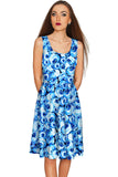 Whisper Mia Blue Floral Print Skater Dress - Women - Pineapple Clothing