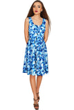 Whisper Mia Blue Floral Print Skater Dress - Women - Pineapple Clothing