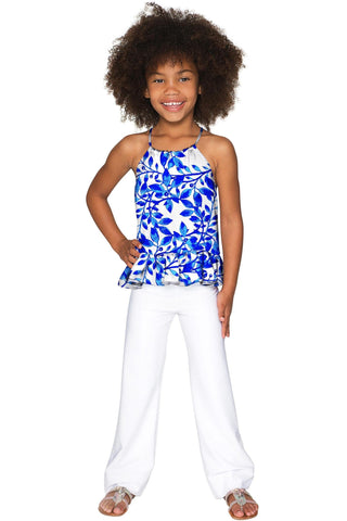 White Amelia Eco-Friendly Stretch Knit Palazzo Pant - Girls - Pineapple Clothing