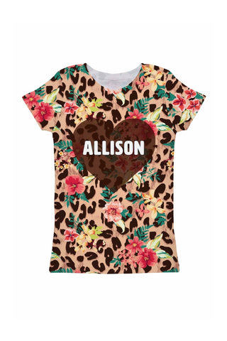 Wild & Free Customized NAME Zoe Heart T-Shirt - Girls - Pineapple Clothing